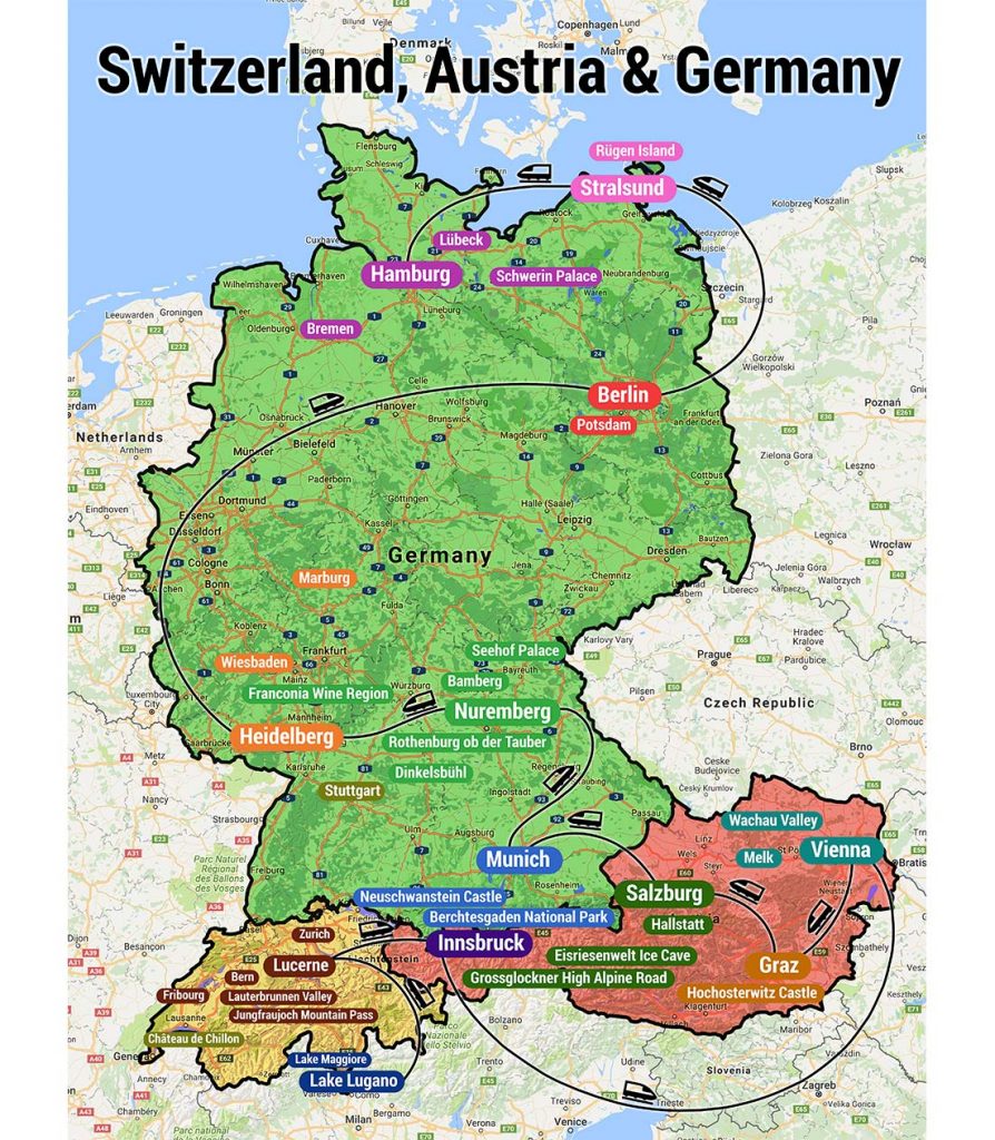 travel map of germany and austria