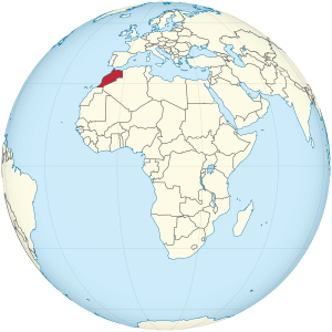 World map showing Morocco