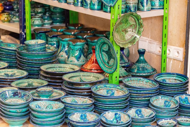 Colorful Moroccan pottery and ceramics.